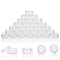 3 Gram Sample Containers with Lids, 50 Count Clear Sample Jars, Empty Lip Balm Containers, Mini Cosmetic Containers with Lids, Makeup Travel Containers with Labels, Mini Disposable Spatulas