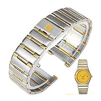 Bracelet for Omega Watch with Constellation Twin Eagles Series Men and Women Steel Band Solid Stainless Steel Watch Chain (Color : Silver Gold, Size : 22-14mm)