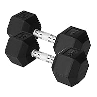 Yes4All Chrome Grip Encased Hex Dumbbells – Hand Weights With Anti-Slip 10-30 LBS Pair