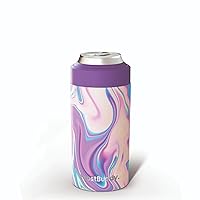 Universal Can Cooler - Fits all - Stainless Steel Can Cooler for 12 oz & 16 oz Regular or Slim Cans & Bottles - Stainless Steel (Swirl)