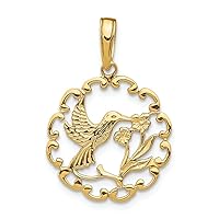14k Yellow Gold Hummingbird with Flower in Frame Charm