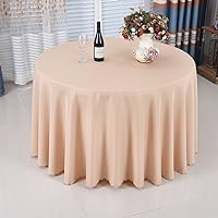 Restaurant Round Tablecloth,Fabric Fade Resistant Large Table Cover Parties Wedding Hotel,Vinyl Waterproof Oil-Proof Durable Table Cover Champagne 240cm(94inch)