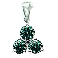 2.51 ct vs1 Silver Plated Round Solitaire Real Moissanite Pendant Green