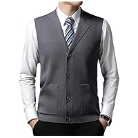 Autumn Lapel Knit Cardigan Sweater Casual Trendy Sleeveless Sweater Vest Tops Clothes for Men