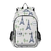 ALAZA Eiffel Tower Paris Polka Dot Laptop Backpack Purse for Women Men Travel Bag Casual Daypack with Compartment & Multiple Pockets