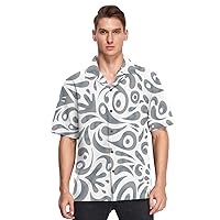 Hawaiian Mens Button Up Short Sleeve Shirts Summer Modern Arabian Style Gray Texture Fashion Urban Camisas de Trabajo