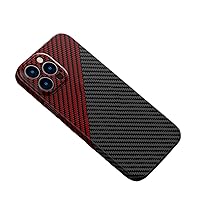 Personality Handsome Light Thin Carbon Fiber Pattern PC Phone case for iPhone 14 13 12 11 X XS XR Pro Max Plus Unique Comfortable Cool Shockproof Back Cover(Red Black,12 Pro max)