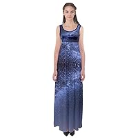 CowCow Womens Starry Night Sky Moon Stars Space Constellations Planets Soft Empire Waist Maxi Dress, XS-5XL