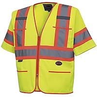 Hi Vis Tricot Sleeved Safety Vest - High Visibility Reflective Tape - 4 Pockets