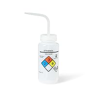 United Scientific™ UniSafe™ Laboratory Grade Wide Mouth LDPE Vented Chemical Wash Bottle, Ethanol, 500mL (16oz), 4-Color, Pack of 6