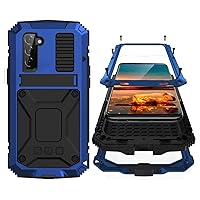 Samsung S22 Metal Bumper Silicone Case with Stand Hybrid Military Shockproof Heavy Duty Rugged case Built-in Screen Protector Cover for Samsung S22 (S22, Blue)