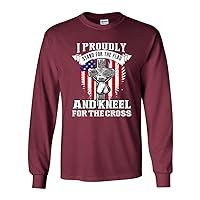 Long Sleeve Adult T-Shirt I Proudly Stand for The Flag and Kneel for The Cross DT