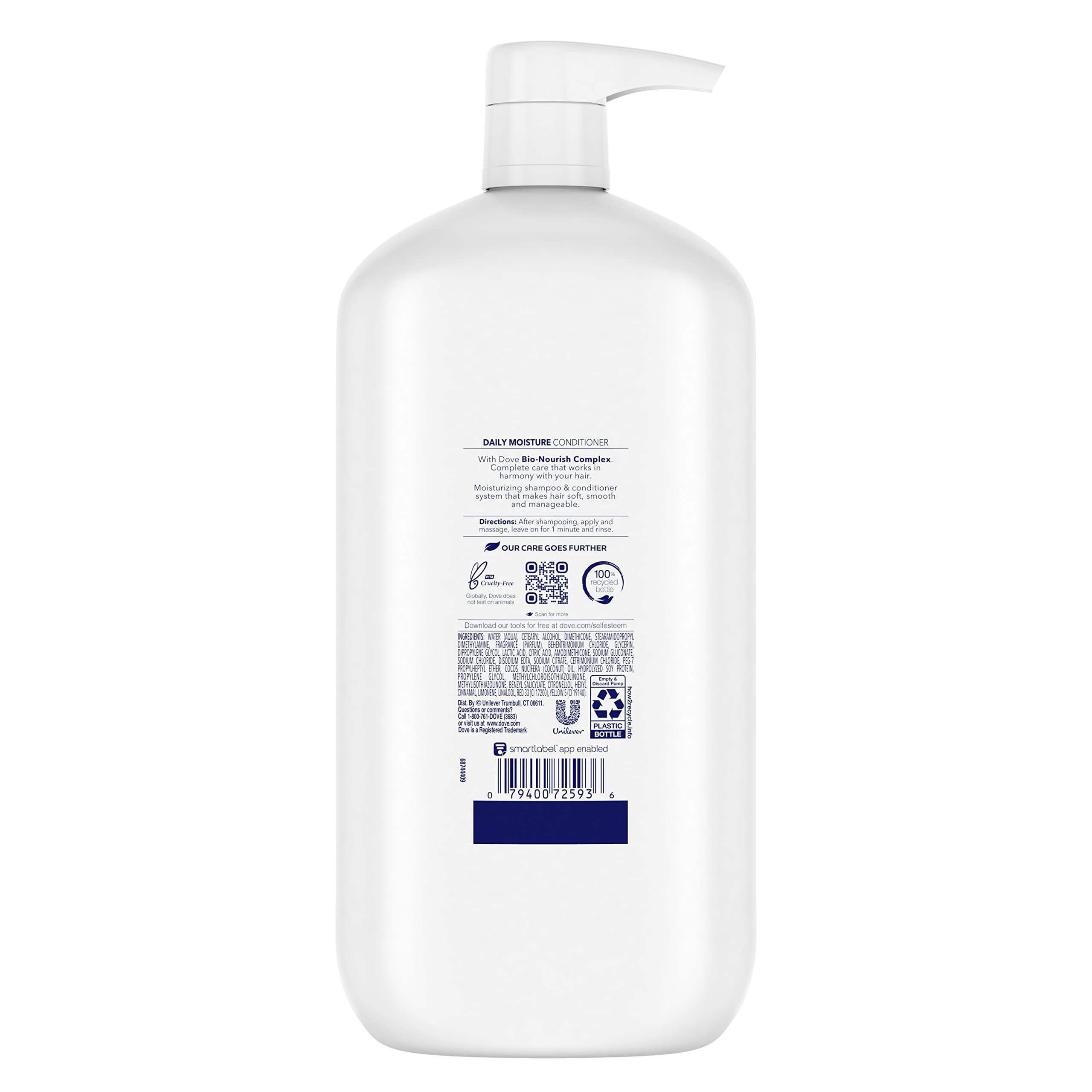 Dove Ultra Care Conditioner Daily Moisture, Pack of 4, For Dry Hair Conditioner with Bio-Restore Complex 31 oz