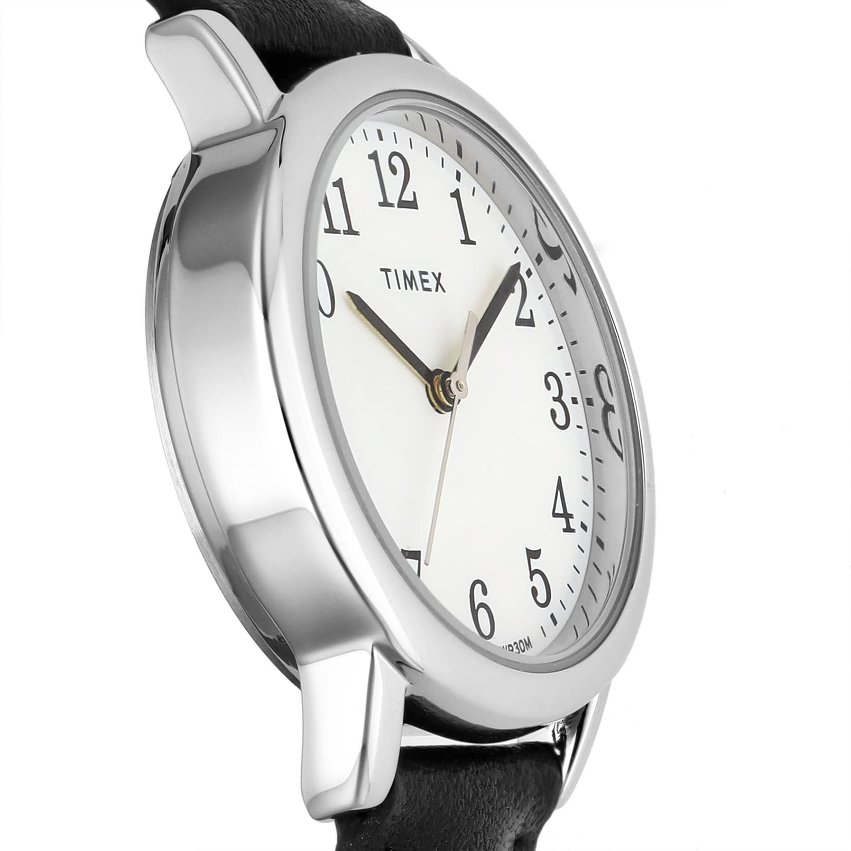Timex TW2V69100 Easy Reader Watch, White, Dial, Brass, Quartz, 1.2 inches (30 mm), Black, Multicolor (White/Black)