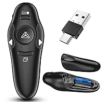 2-in-1 USB Type C Presentation Clicker Wireless Presenter Remote Clicker for PowerPoint Presentations with Laser Pointer, RF 2.4GHz USB C PowerPoint Clicker Slide Advancer for Computer/Mac/Laptop