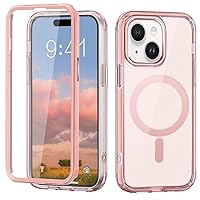 Wallet Case Cover Clear Case Compatible with iPhone 15 Plus Case,Shockproof Protective Dustproof Double Full Body Front with Screen Protector Anti Yellowing Case Compatible with iPhone 15 Plus ( Color