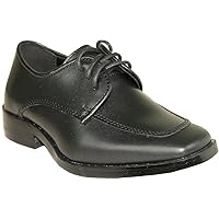 VANGELO Boy Tuxedo Shoe TUX-3K Square Toe for Wedding, School Uniform and Formal Event Black Matte 12K