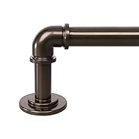 OLV Bronze Industrial Curtain Rods for Windows 66 to 120 Inch(5.5-10 ft),1'' Blackout Wrap Around Curtain Rods,Indoor and Outdoor,Size:36''-120''