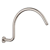 SparkPod 17 Inch Shower Arm with Flange - Solid Stainless Steel Shower Head Extension Arm, Wall-Mounted - Teflon Tape Included (High Rise Gooseneck 17