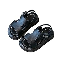 Toddler Boys Summer Leather Open Toe Sandals Solid Color Soft Soled Breathable Casual Sandals for Outdoor Walk