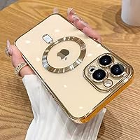 OOK Phone Case Made for iPhone 14 Pro Max with Camera Lens Protector (Compatible with MagSafe) Anti-Scratch Shockproof Electroplated Slim Phone Cover for Women Men - Gold