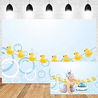 7x5ft Cute Yellow Duck Backdrop Baby Shower Funny Ducks Bubbles for Photo Photography Kids Birthday Party Background Girls Boys Newborn Party Banner Daycare Backdrop Vinyl Studio Props