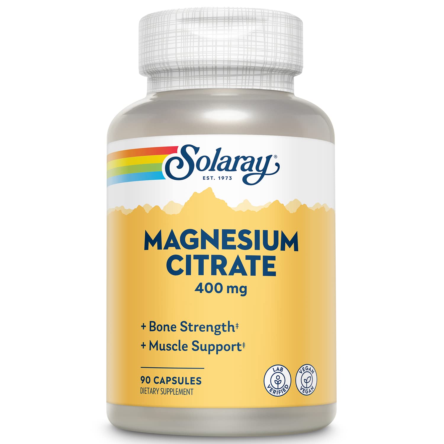 Solaray Magnesium Citrate 400mg | Nutritive Support for Healthy Heart, Muscle, Nerve & Circulatory Function | Chelated for Absorption | 90 Count