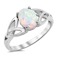 CHOOSE YOUR COLOR Sterling Silver Oval Celtic Knot Ring