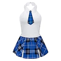 Womens Naughty School Girl Outfit Student Roleplay Uniform 3 Piece Costume Cosplay Lingerie Set Plaid Skirts With Tie