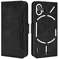 Nothing Phone 1 Case, Magnetic Full Body Protection Shockproof Flip Leather Wallet Case Cover with Card Holder for Nothing Phone 1 Phone Case (Black)