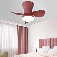 Ceiling Fans Withps,Silent Ceiling Fan Light Restaurant Bedroom Small Ceiling Fan Reversible Child Room Ceiling Fan with Light and Remote Control/Pink