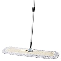 Commercial Dust Mop & Floor Sweeper, 30 in. Dust Mop for Hardwood Floors, Cotton Reusable Dust Mop Head, Extendable Mop Handle, Industrial Dry Mop for Floor Cleaning & Janitorial Supplies