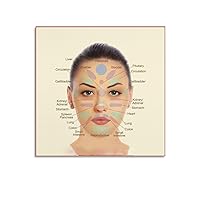 Posters Modern Wall Art Beauty Salon Decoration Poster Face Acupuncture Points Knowledge Poster Canvas Art Poster And Wall Art Picture Print Modern Family Bedroom Decor 24x24inch(60x60cm) Unframe-styl