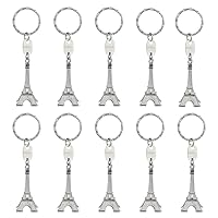 15pcs Eiffel Tower Keyring, Paris Eiffel Tower Keychains 3-D Key Ring French Souvenirs Retro Adornment Cute Lovely Decorative Metal Craft Art Statue Model for Table Decor Gifts Silver