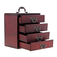 4 Layers Jewelry Storage Case Box Treasure Chest Wooden Art Crafts (Color : A, Size : 15x10x16.5cm)