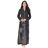 Indian 100% Cotton Black Color Dress Women Fashion Long Plus Size