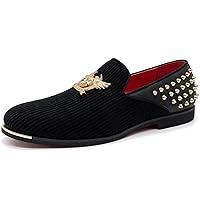 Men's Loafers Vintage Slip on Suede Dress Shoes Velvet Dress Loafers Size 7-13