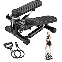 Mini Steppers for Exercise at Home, Portable Stepper Machine, Twist Stepper with Resistance Bands, Stair Stepper Machine 400LBS Loading Capacity, Exercise Stepper for Home Office Workout