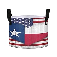 America Texas Flag Grow Bags 10 Gallon Fabric Pots with Handles Heavy Duty Pots for Plants Aeration Container Nonwoven Plant Grow Bag for Garden Potato Fruits Vagetables Flowers