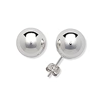 Jewelryweb 14k White Gold Polished Ball Earrings - Hypoallergenic Jewelry for Women & Men, Classic Accessories for Every Occasion