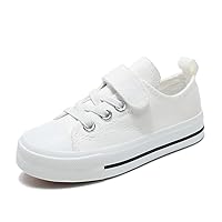 Toddler Boys and Girls Sneakers Low Top Adjustable Strap Canvas Shoes for Kids