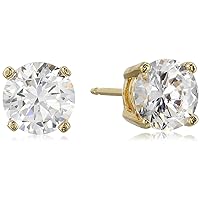 Amazon Essentials Plated Sterling Silver Cubic Zirconia Stud Earrings (Round & Princess)