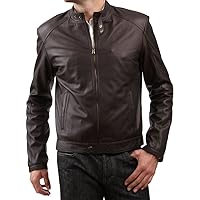 New Men's Leather Motorcycle Jacket Slim fit Leather Jacket Coat A518