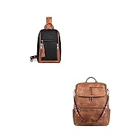 FADEON Large Sling Bags for Women and leather Laptop Backpack