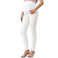 Women's Maternity Jeans Over The Belly Slim Stretchy High Waist Denim Skinny Pants with Pockets