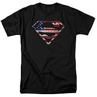 Superman U.S. Flag Shield Distressed T Shirt Size
