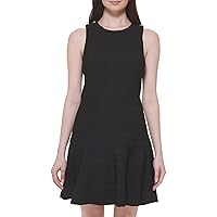 Tommy Hilfiger Women's Petite Fit and Flare Knee-Length Sleeveless Round Neck Knit, Black, 14