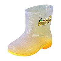 Kids Rain Boots Toddler Girls & Boys Rain Boots Memory Foam Insole and Easy-on Handles Small Rain Boots (F-Yellow, 13.5 Little Child)