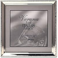 Lawrence 11655 Polished Silver Plate 5x5 Picture Frame - Bead Border Design