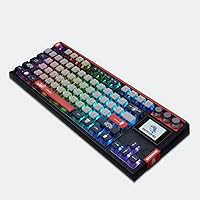 GK87Pro Wireless Gaming Keyboard with knobs and Screen，87% Gaming Keyboard Supports Bluetooth 5.1, 2.4G and Wired Connection, Compatible with Windows and Mac OS Systems-（Grteron Brown Switch）